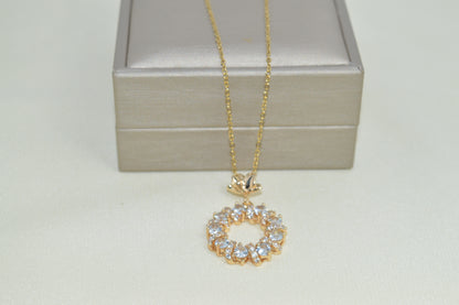 Flower  Pendant Necklace Chain Gold Plated