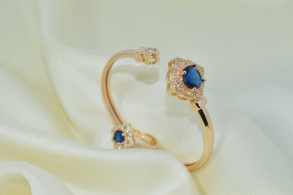 Trendy Luxury Bracelet with Brilliant Cubic Zirconia & Ring