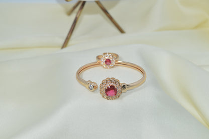 Trendy Luxury Bracelet with Brilliant Cubic Zirconia & Ring