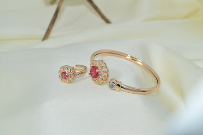 Trendy Luxury Bracelet with Brilliant Cubic Zirconia & Ring