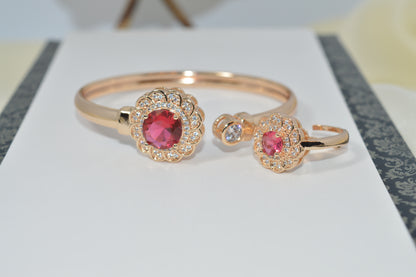 Trendy Luxury Bracelet with Brilliant Cubic Zirconia & Ring