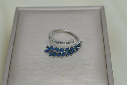 Delicate Double Row Colored Zircon Ring  1Pcs