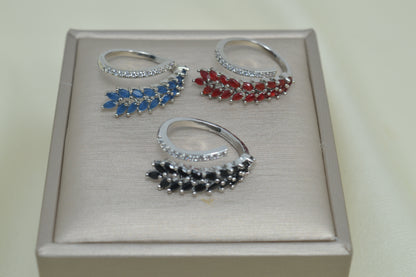 Delicate Double Row Colored Zircon Ring  1Pcs