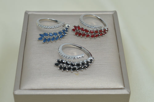 Delicate Double Row Colored Zircon Ring  1Pcs