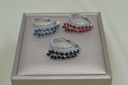 Delicate Double Row Colored Zircon Ring  1Pcs