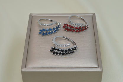 Delicate Double Row Colored Zircon Ring  1Pcs