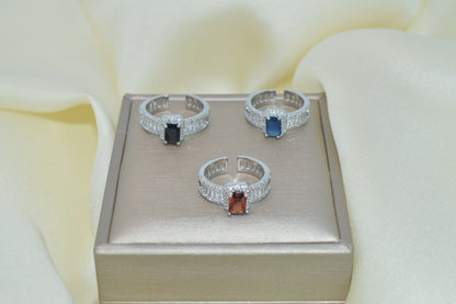 Delicate Adjustable Colored Cubic Zircon Ring 1 Pcs
