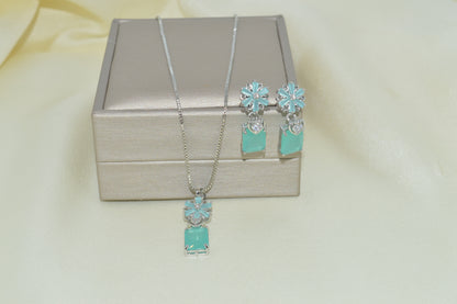 Cubic Zirconia Pendant & Earrings Set