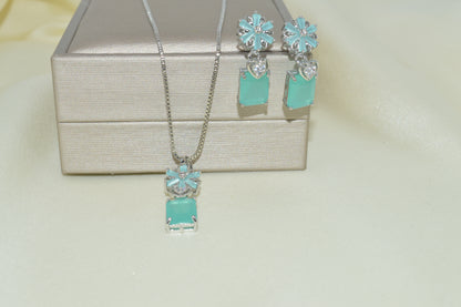 Cubic Zirconia Pendant & Earrings Set
