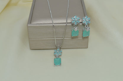 Cubic Zirconia Pendant & Earrings Set