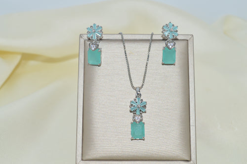 Cubic Zirconia Pendant & Earrings Set