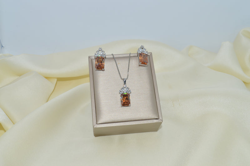 Pendant & Earring  Set With Cubic Zirconia Set