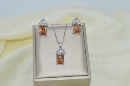 Pendant & Earring  Set With Cubic Zirconia Set