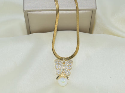 Elegant Opal Butterfly Pendant Necklace | Luxury Unique Design