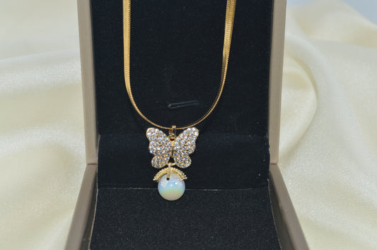 Elegant Opal Butterfly Pendant Necklace | Luxury Unique Design