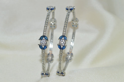 Bangles Silver with Blue Sapphire Stones