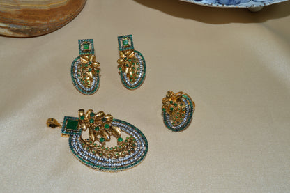 Designer Locket Combo Set with Chain & Adjustable Ring