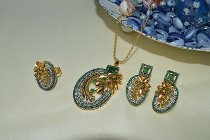 Designer Locket Combo Set with Chain & Adjustable Ring