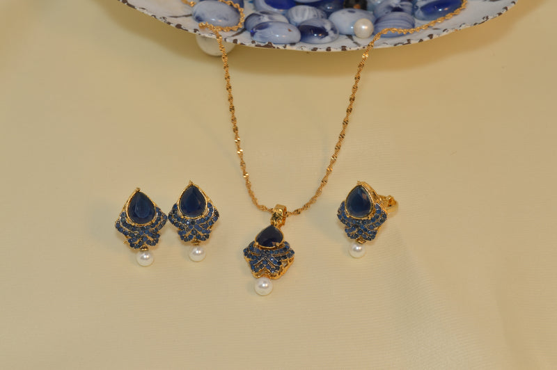 18K Gold Plated Crystal Club Jewelry Set – Elegant Necklace, Earrings & Ring