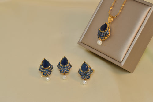 18K Gold Plated Crystal Club Jewelry Set – Elegant Necklace, Earrings & Ring