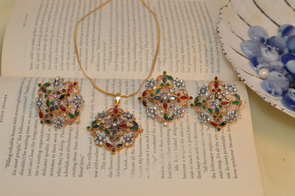 18K gold-plated flower pendant set