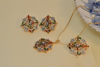 18K gold-plated flower pendant set