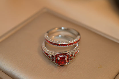2PCS Elegant Red 18K Gold Plated Rings