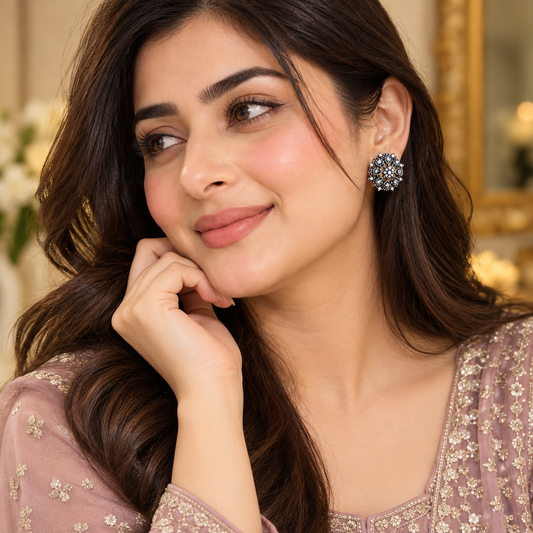 Turkish Two-Tone Gold & Silver Crystal Earrings