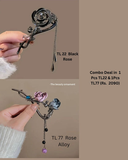 Simple Hairstyle Ko Banaye Luxury Look 💖 Elegant Rose Hair Clip (TL77)