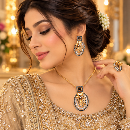 Designer Locket Combo Set with Chain & Adjustable Ring