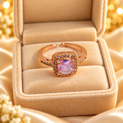 Rings| Pinkish Stone Rose Gold Color