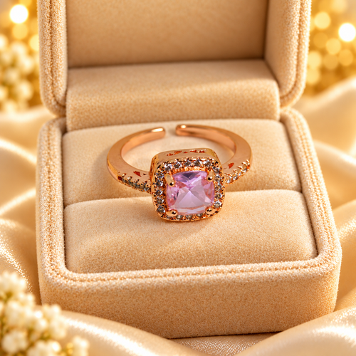 Rings| Pinkish Stone Rose Gold Color