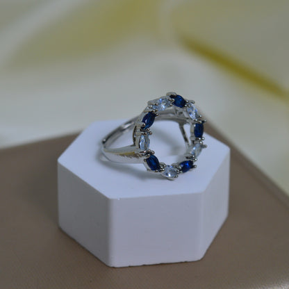 Ring Circle Shape Blue And White Stone