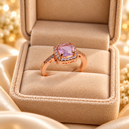 Rings| Pinkish Stone Rose Gold Color