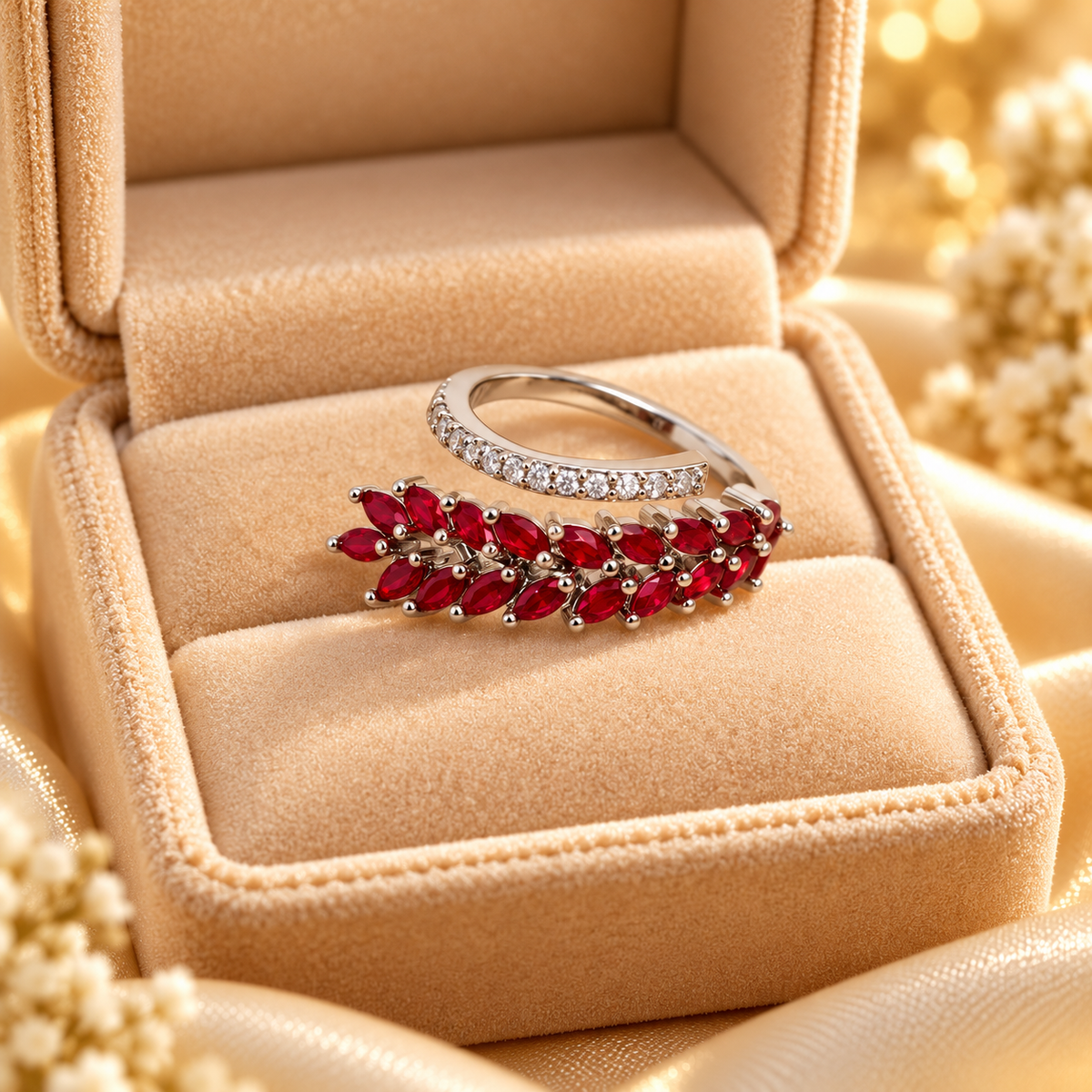 Rings|Delicate Double Row Colored Zircon Ring  1Pcs