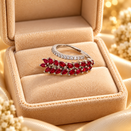 Rings|Delicate Double Row Colored Zircon Ring  1Pcs