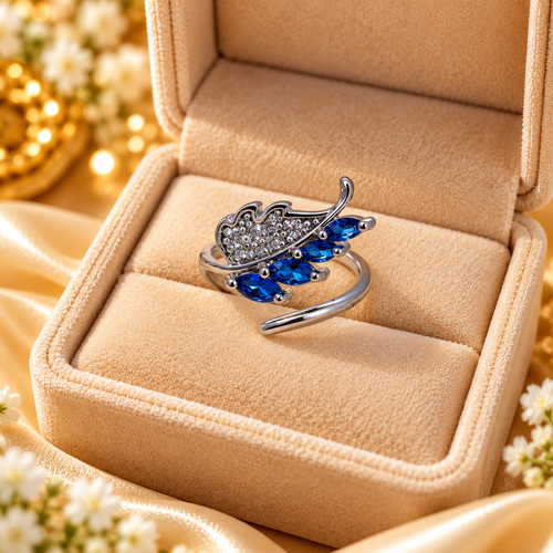 Artificial Ring| Zircon Leaf Ring
