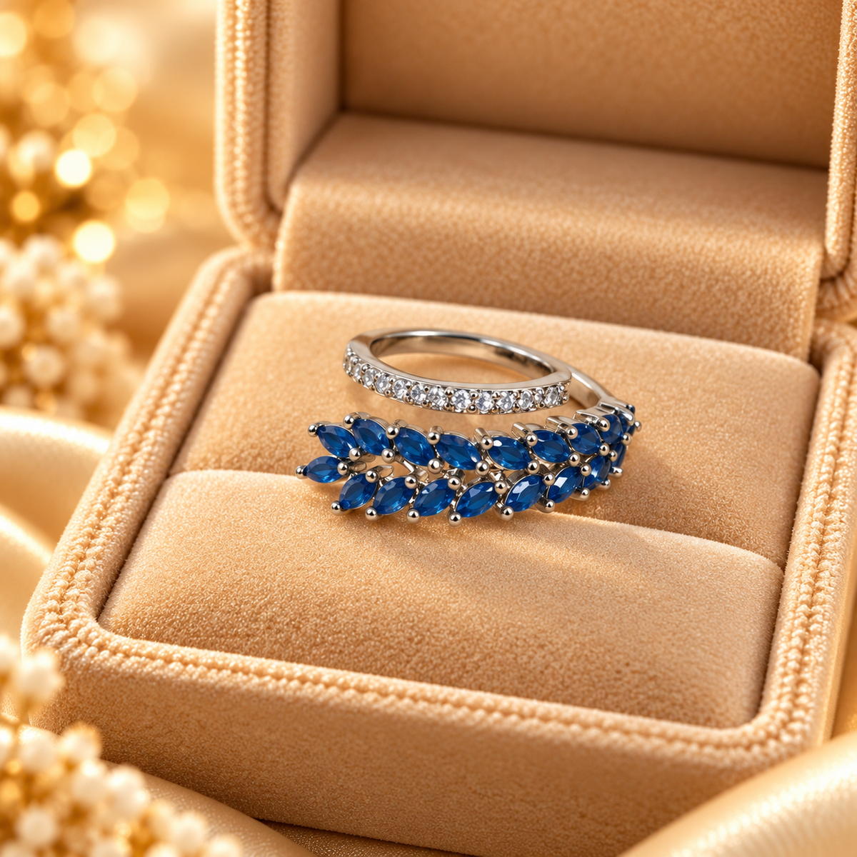 Rings|Delicate Double Row Colored Zircon Ring  1Pcs