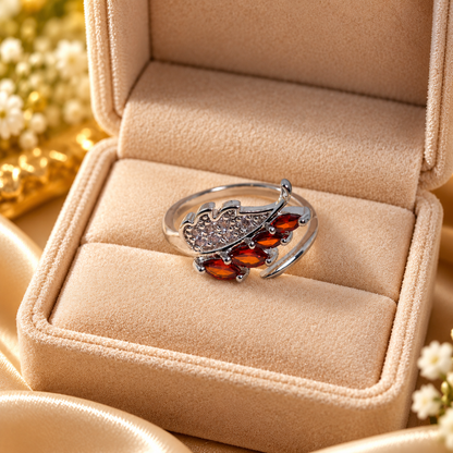 Artificial Ring| Zircon Leaf Ring