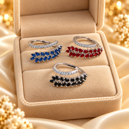 Rings|Delicate Double Row Colored Zircon Ring  1Pcs