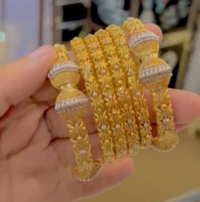 Gold Plated Bangles Set with Karay