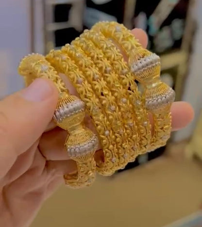 Gold Plated Bangles Set with Karay