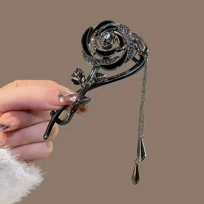 Black Rose Twist Hair Clip TL22