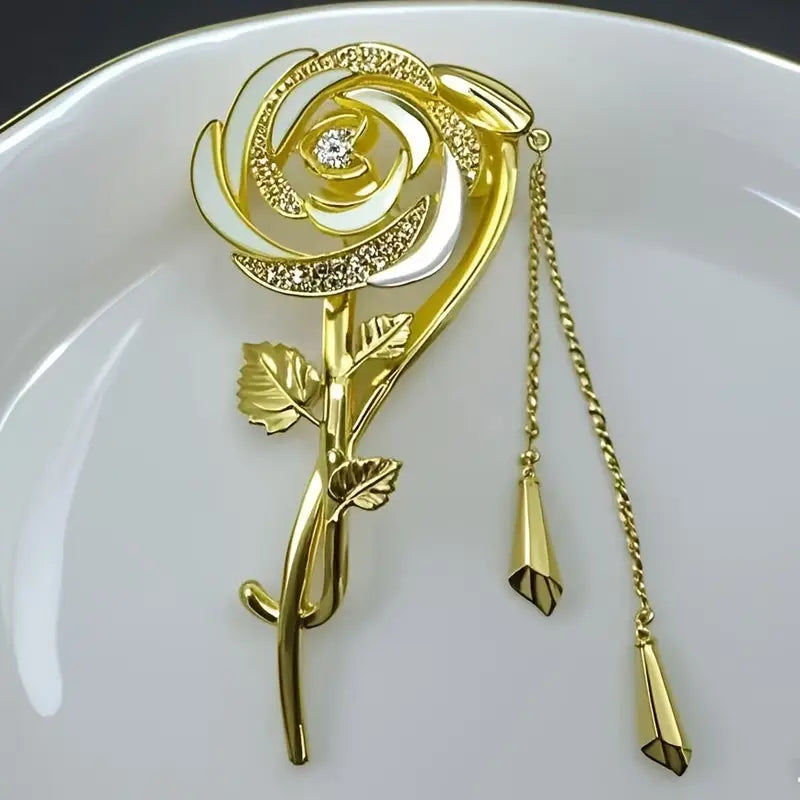 Black Rose Rhinestone Twist Hair Clip with Tassel TL22