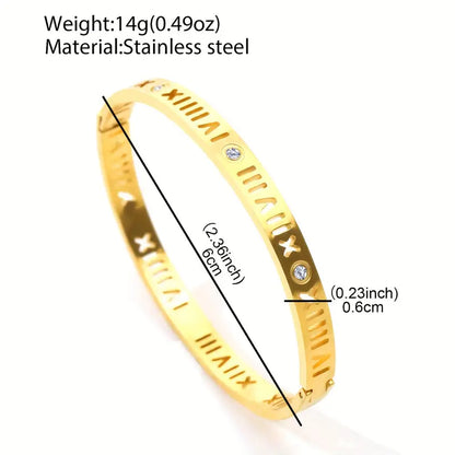 Simple Stainless Steel with Roman Numerals and Synthetic Zirconia