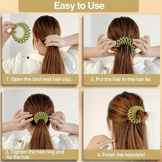 3Pcs Velvet Surface Expandable Bird Nest Magic Hair Clip (HL-12)