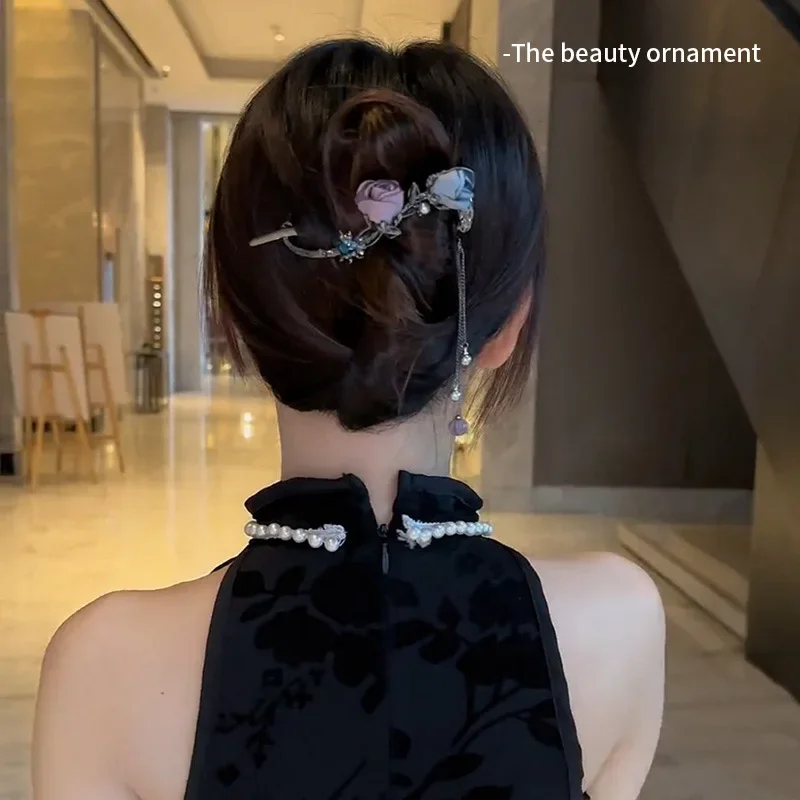 Elegant Rose Alloy Twist Hair Clip  (TL77)