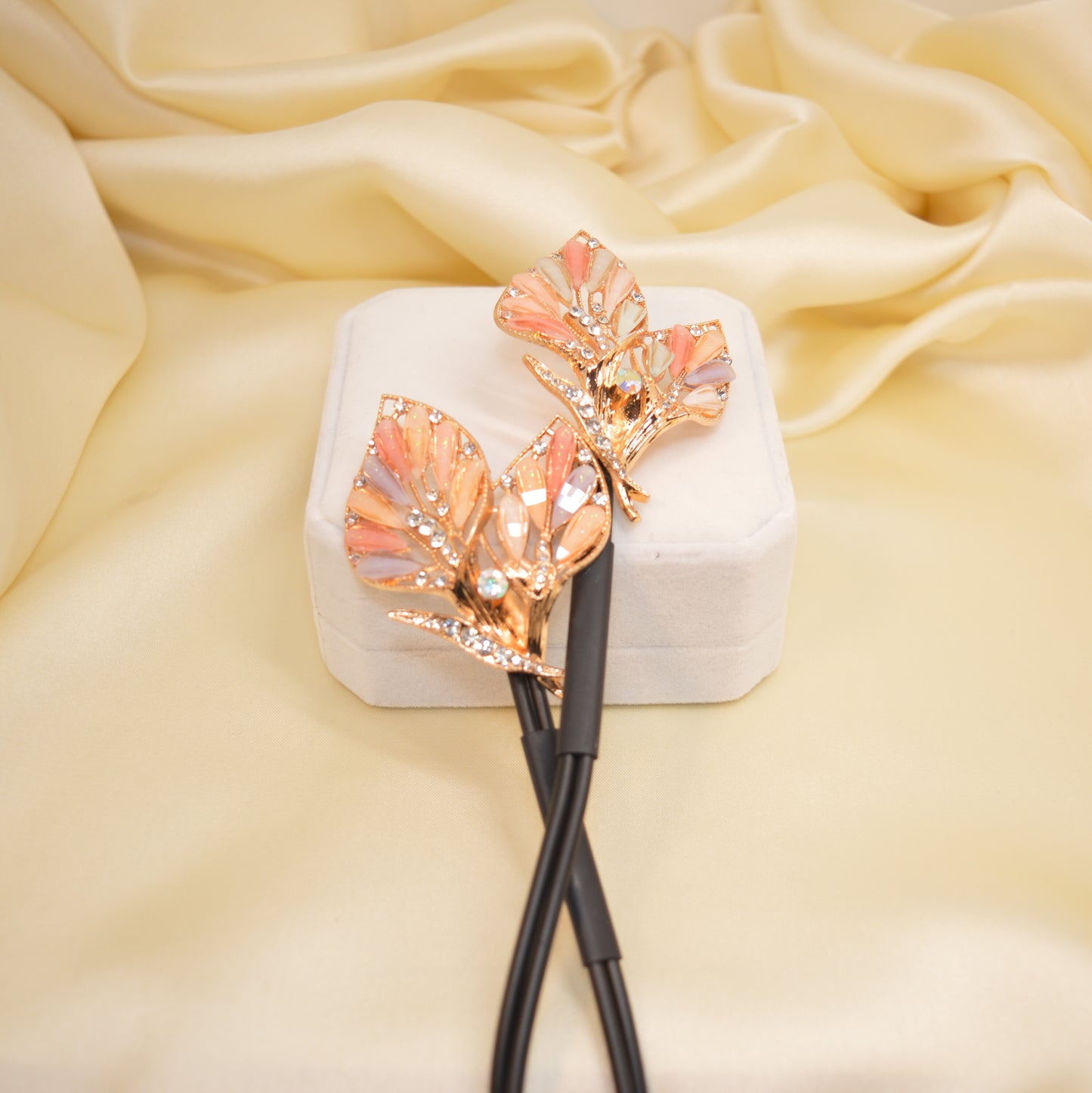 Leaf Blossom Rhinestone Hair Twister Pin HT40