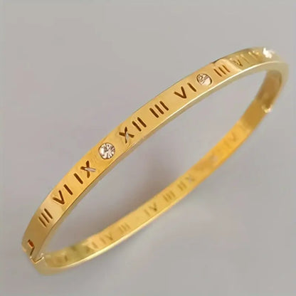 Simple Stainless Steel with Roman Numerals and Synthetic Zirconia