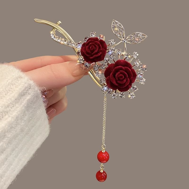 Rose And Pearl Tassel Hairpin  TL 33